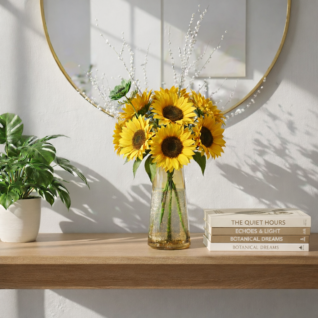 Aesthetic Glass Vase for Home Deco, (22.8 cm X 6.3 cm X 7.6 cm) Elegant Flower Pot for Living Room, Bedroom & Office Table | Decorative Centerpiece for Florals, Modern Minimalism Design