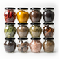 Aesthetic Mataki Shape Jars 400ml  with Airtight Black Lid (Pack of 6) | Stylish Kitchen Storage for Spices, Snacks, Coffee, Sugar & Dry Fruits |