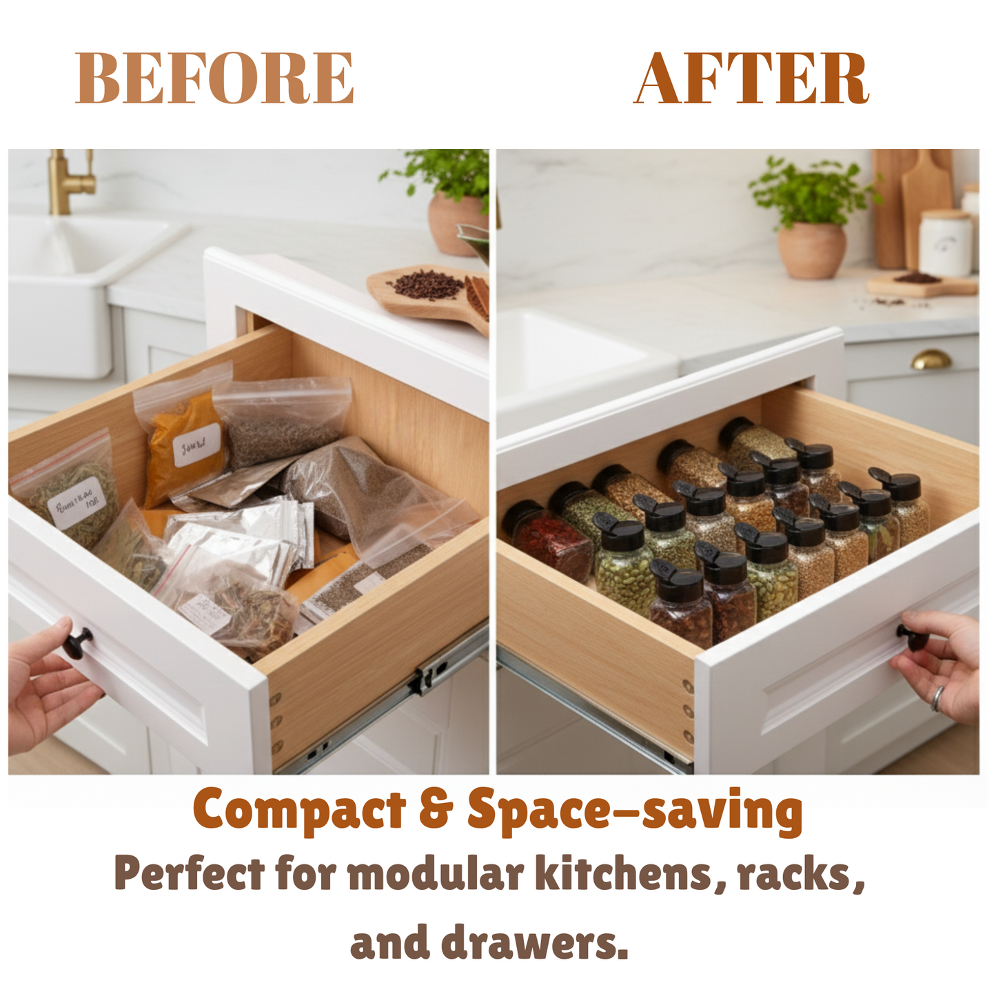 Aesthetic Square Glass Spice Jars with Black Shaker (Pack of 12) | 120ml Each with two-sided black sifter lid | Airtight & Reusable Masala Jar | Perfect for Spice Rack & Drawer Organiser