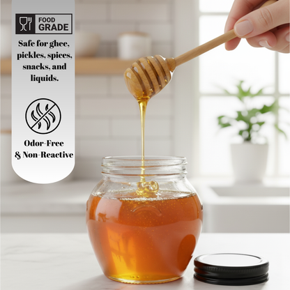 Aesthetic Mataki Shape Jars 400ml  with Airtight Black Lid (Pack of 6) | Stylish Kitchen Storage for Spices, Snacks, Coffee, Sugar & Dry Fruits |