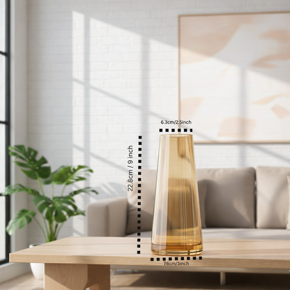 Aesthetic Glass Vase for Home Deco, (22.8 cm X 6.3 cm X 7.6 cm) Elegant Flower Pot for Living Room, Bedroom & Office Table | Decorative Centerpiece for Florals, Modern Minimalism Design