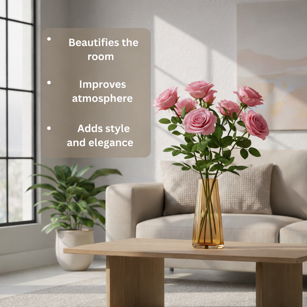Aesthetic Glass Vase for Home Deco, (22.8 cm X 6.3 cm X 7.6 cm) Elegant Flower Pot for Living Room, Bedroom & Office Table | Decorative Centerpiece for Florals, Modern Minimalism Design