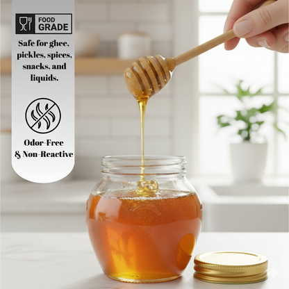 Aesthetic Matki Shape Jars (Pack of 12) with Airtight Golden Lid 400 ml | Stylish Kitchen Storage for Spices, Snacks, Coffee, pickle, Sugar & Dry Fruits